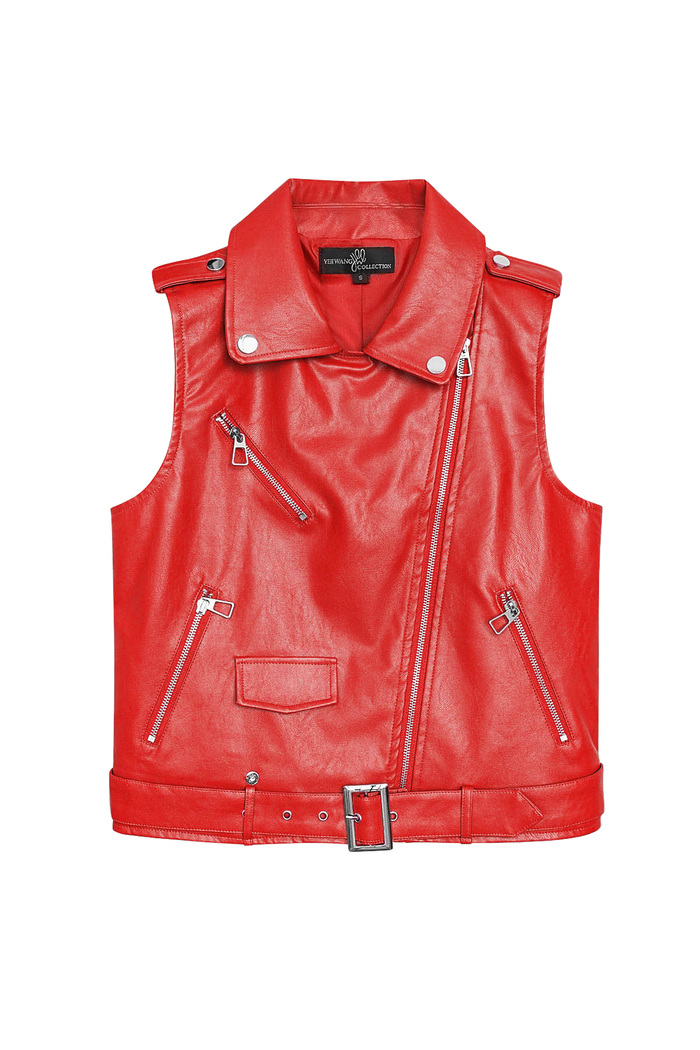 PU leather waistcoat - red M 